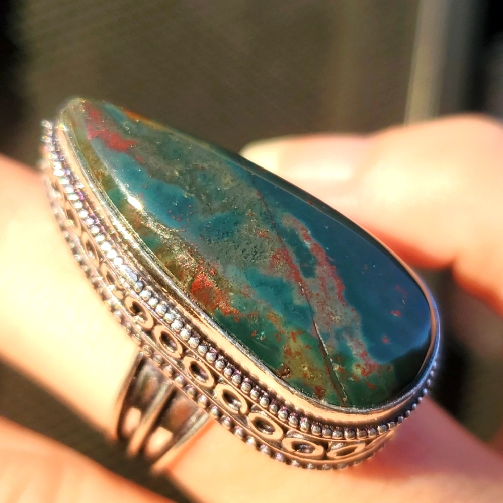 New Bloodstone 925 Silver Ring.